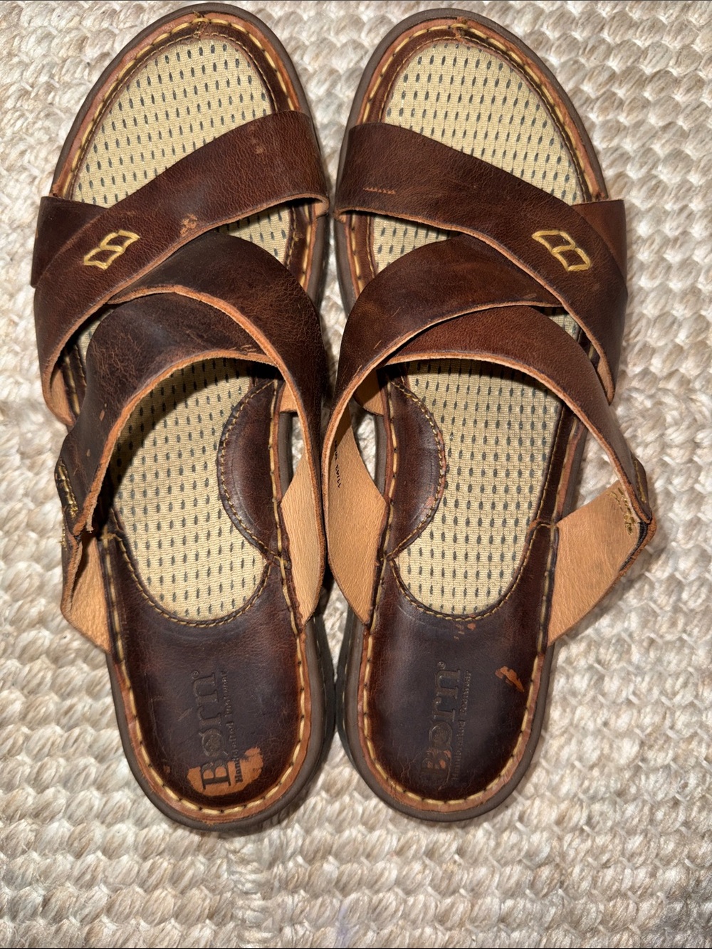 Born Hayka Sedona brown leather sandals Womens Size 11. EU 43.